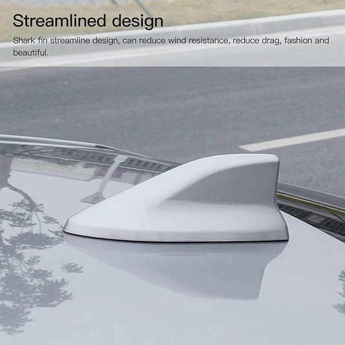 Replacement Shark Fin Roof Car Antenna Radio FM/AM Antena Cover Universal Screw for SE Hatchback 4-Door SXT Sedan 4-Door Citadel Sport Utility 4-Door SLE Crew Cab Pickup 4-Door White