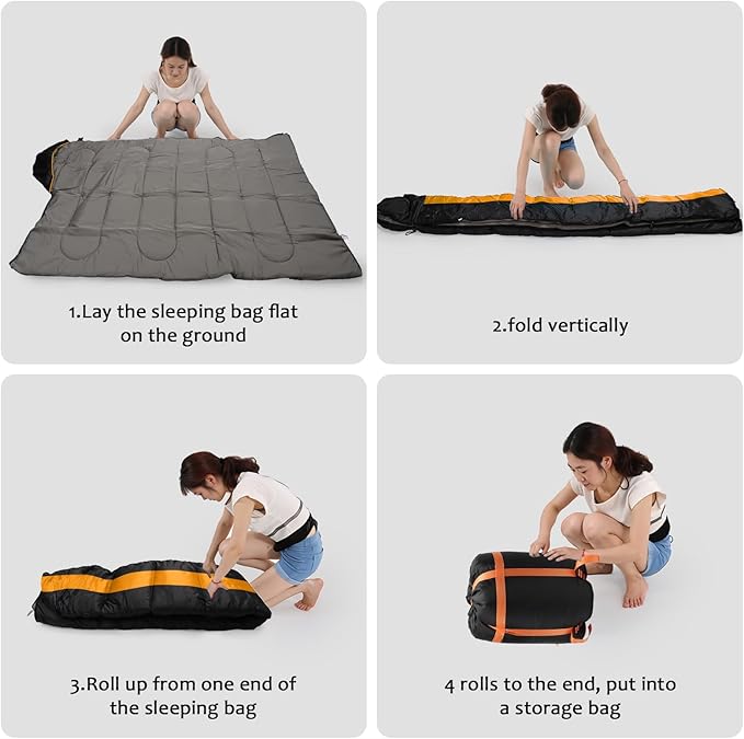 Heated Sleeping Bag for Adults, Electric Warm Bag with 3 Adjustable Heating Levels, USB Powered Heating Pads Adjustable Hood, 0 Degree Sleeping Bag Keep Warm for Cold Weather Camping Outdoor Hiking