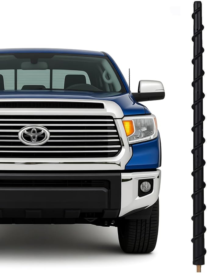 13" Antenna Mast Fits for Toyota Tundra 2000+ & Toyota Tacoma 1995+ & FJ Cruiser 2007+, Internal Copper Coil for Enhanced Reception, 13 inch Spiral Rubber Antenna Replacement Accessories
