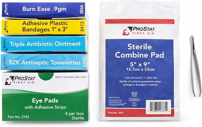 ProStat First Aid 8289 | ANSI Z308.1-2021 Class A & OSHA Compliant 25-Person Plastic First Aid Kit | Type III Wall Mount or Portable Case | Workplace, Industrial, Office & Construction Safety Kit