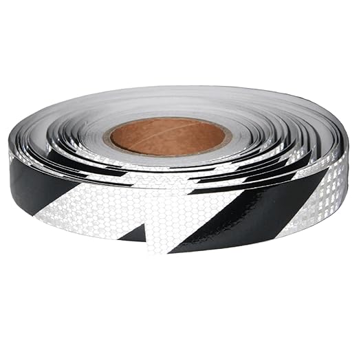Black White Reflective Tape 1 inch Wide for Trailer, Outdoor Waterproof High Visibility Safety Warning Adhesive Strips (166 feet)