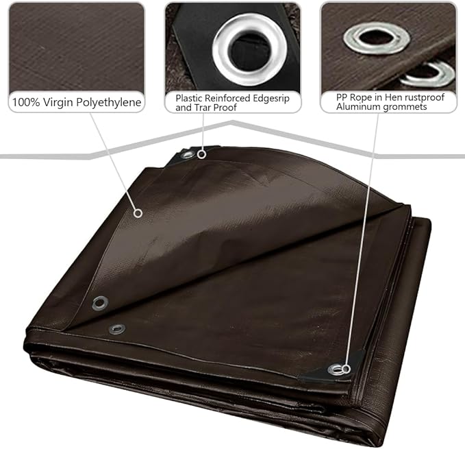 Tarps 20x20 FT Waterproof Heavy Duty Tarp – 16 Mil Thick, UV & Tear Resistant, Reinforced Grommets & Edges – Multi-Purpose Cover for Camping, Roof, Emergency, Truck, Boat