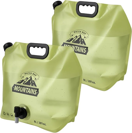 Camping Water Container 2 Gallon Collapsible Water Jug with Spout - Reusable BPA Free Plastic Flasks, Foldable Empty Gallon Jug for Water Storage, Water Bag for Outdoor Hiking Emergency Prep (2 Pack)