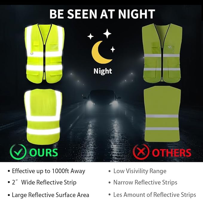 High Reflective Safety Vest for Men Women Breathable With Pocket Zipper for Build Oudoor Work Meet ANSI/ISEA Standard