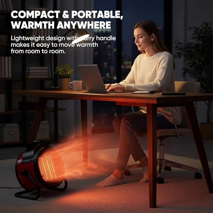 Saker Powerful Portable Heating Cannon,High Power Ceramic Space Heater, 3000W Fast Heating with Adjustable Thermostat for Large Room, Quiet Oscillation & Overheat Protection