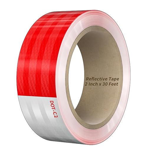 Reflective Tape, 2 Inch x 30 Feet - High Intensity - Red & White Reflective Safety Tape Waterproof Conspicuity for Trailer Reflector Trucks Bikes Baby Strollers Helmets