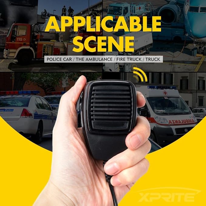 Xprite 200 Watt 8 Tones Emergency Warning Siren PA System Kit w/Handheld Microphone & Light Control Switches (Speaker Not Included)