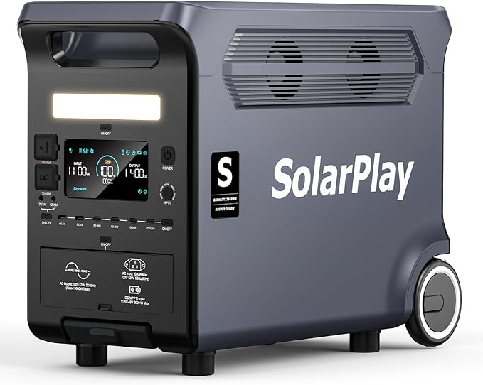 SolarPlay Portable Power Station, 3600W Power Station LiFePO4 Battery Solar Generator for Home Backup, Power Outages, and Camping