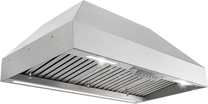 Akicon Range Hood Insert 36 Inch with Heater Sensor, 600 CFM Bulit-in Kitchen Vent Hood with 4 Speeds, Ultra-Quiet Duct Stove Hood 3CCT LED Lights and Dishwasher Safe Filters