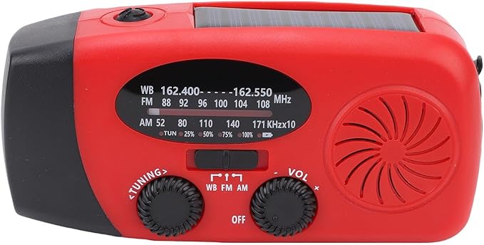 Zunate Emergency Weather Radio AM FM NOAA WB with 2000mAh Power Bank, Solar Hand Crank Portable Radio with LED Flashlight for Camping Hiking Storms