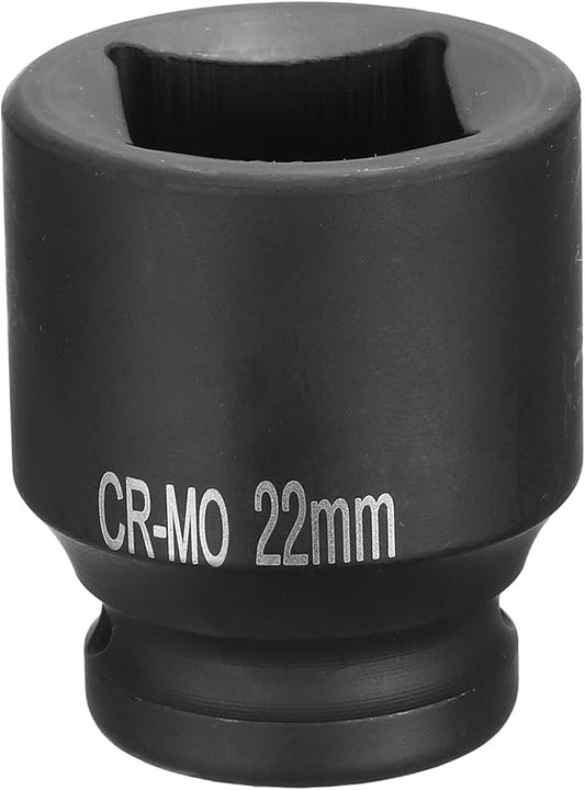 HARFINGTON 4 Point Square Socket 1/2" Drive 22mm Metric Square Impact Socket CR-MO Blackening Standard Wheel Sockets Pneumatic Socket Tool for Auto Repair Mechanical Maintenance Home Use