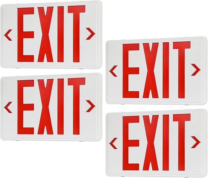 Exit Sign with Battery Backup,Commercial Exit Signs, Red Emergency Exit Light,Combo for Business,Dual-Sided, UL Certified, 120V/277V AC,4 Pack