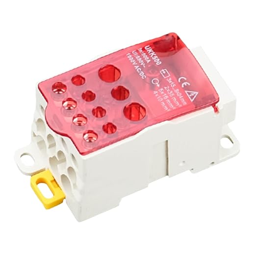 DIN Rail Distribution Box,690V 500A Positions Screw Terminal Block Junction Box Breaker Box Circuit Breaker Distribution Box for Various Power Distribution Needs (Red, 500A)