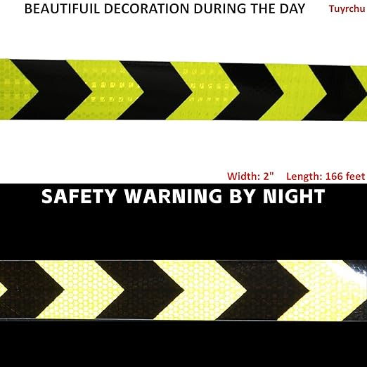 Reflective Tape 2 inch X 166 feet, Outdoor Waterproof Hazard Conspicuity Safety Warning Industrial Marking Tape