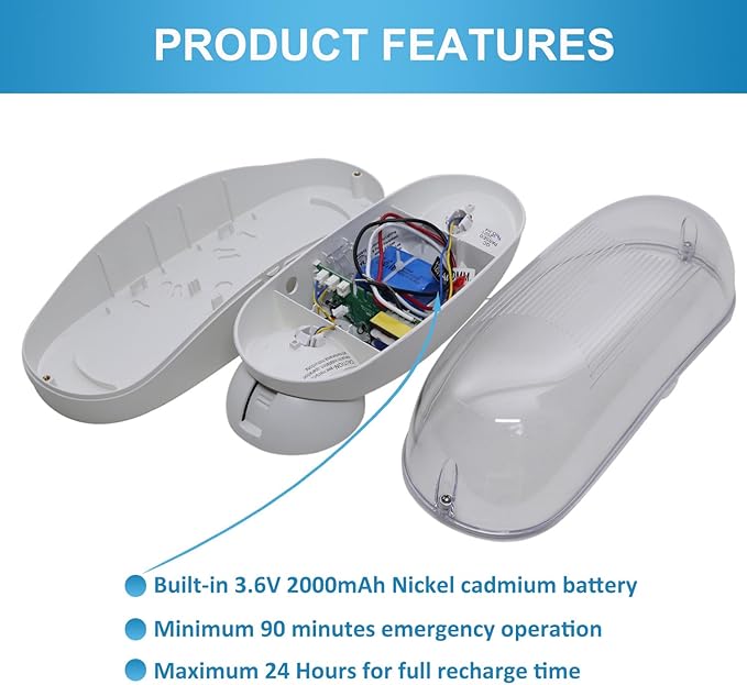 Outdoor Emergency Light with Battery Backup, Exterior Lights with Battery Backup, Wet Location, LED Egress Lights, Exterior Two Adjustable Heads Emergency Lighting Fixture,120/277V, UL Listed(12 Pack)