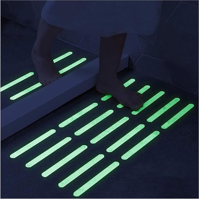 Tissting Glow in The Dark Tapes 20 x 2cm Luminous Photoluminescent Luminescent Emergency Roll Safety Egress Markers Exits Sign for Stairs, Walls, Steps(6 Strip Glow Green)