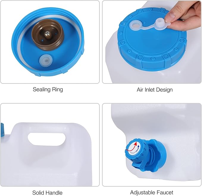 3.9 Gallon/15L Water Container with Spigot, Portable BPA Free Water Jug, Multifunction Water Tank for Camping Outdoor Hiking Picnic Supplies, 2 Pack