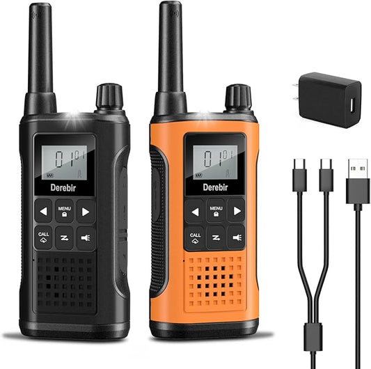 Walkie Talkies Long Range for Adults-2 Pack Rechargeable Walkie Talkies 22 FRS Channels 2-Way Radios with NOAA Weather Alert,VOX,Flashlight and 1500mAh Li-ion Battery for Family Camping Hiking