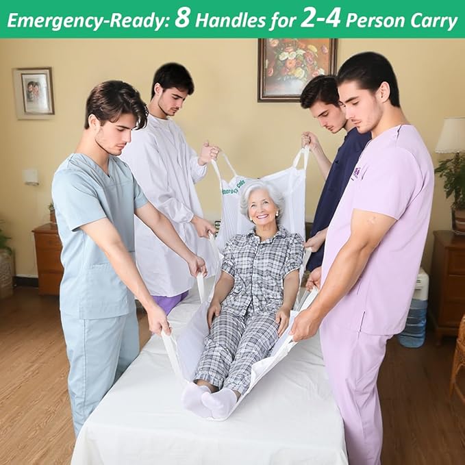 Emergency Evacuation Lifter – Portable Soft Stretcher with 8 Handles, Heavy Duty Nylon Rescue Carry Sheet for Patient Transfer, EMS, Disaster Evacuation & Outdoor Rescue,Water-Resistant, SWL 330 lbs