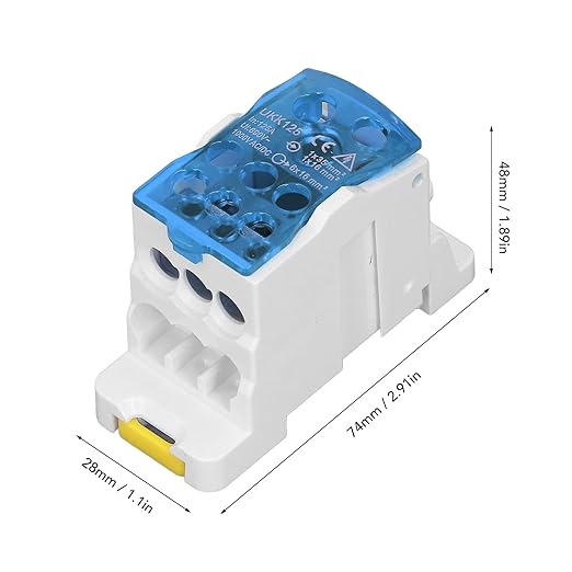 DIN Rail Distribution Box,690V 125A Positions Screw Terminal Block Junction Box Breaker Box Circuit Breaker Distribution Box for Various Power Distribution Needs (Blue, 125A)