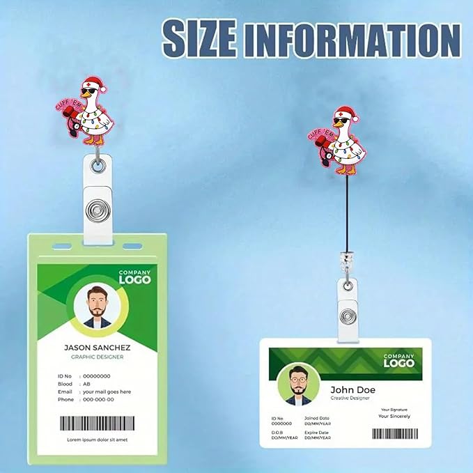 Christmas Funny Goose Badge Reel Nurse Nursing Badge Clip Cuff’ Em Colored Lights Xmas Retractable Clip Christmas Badge Holder for RN CNA LPN Medical Worker |with 24” Durable Nylon