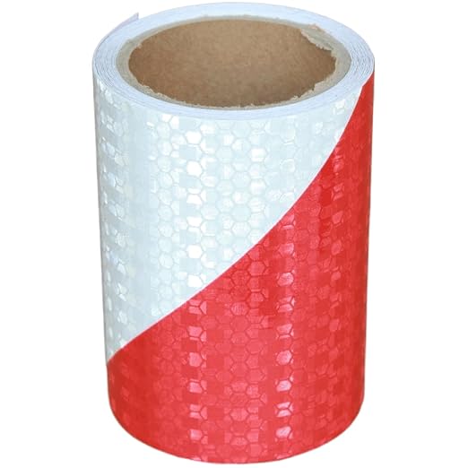 Reflective Tape Red and White 4 inch, Outdoor Waterproof Hazard Conspicuity Warning Industrial Marking Tape (11 feet)