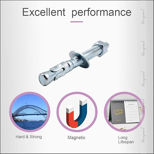 3/8" x 3-3/4" Wedge Anchor, for Cement and Concrete only, zinc-Plated Carbon Steel Screws and lag Bolts （ 30 pcs