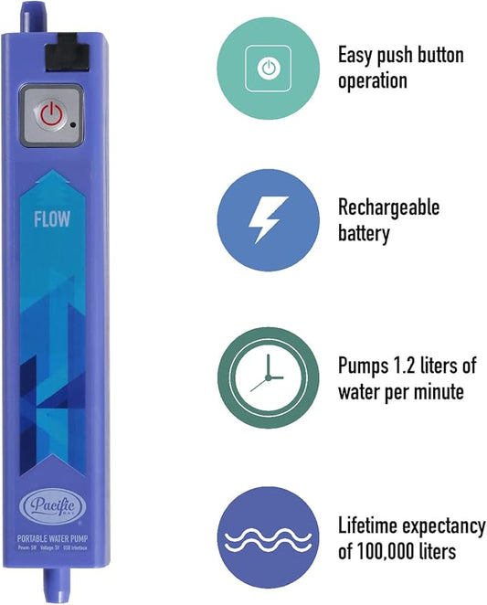 Pacific Bay Portable Automatic Pump/Water Filtration System - for Camping or Wilderness Survival - Emergency Drinking Water Survival - Indoor/Outdoor Water Filter - Must Have Hiking Supplies