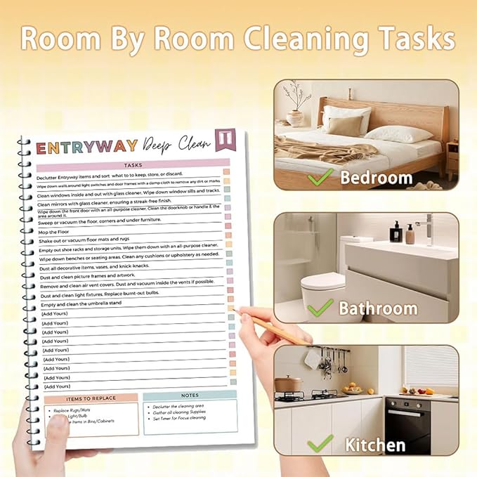 8.5x11 Inch Adhd Cleaning Planner, Daily Cleaning Schedule & Checklist, Cleaning Planner For Adults Women