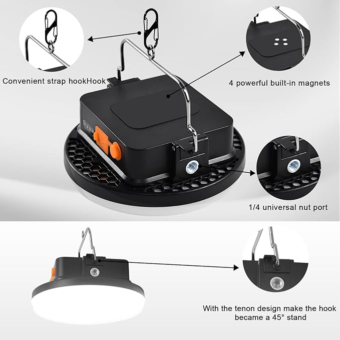 10000mAh 30W Rechargeable Camping Light with Remote 3000LM 2700/4000/6500K/RED LED Camping Lantern Portable IP45 Waterproof Tent Lights Power Failur for Parents Christmas Gift