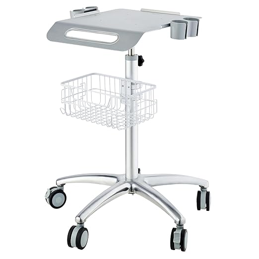 VEVOR Medical Mobile Trolley With Wheels 29.5"-41.3" Height Adjustable Stainless Steel Dental Cart Rolling Desktop Lab With 16.5" 15.7" Large Tabletop