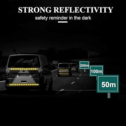 Reflective Tape, 2 Inch x 65 Feet, Yellow Black Outdoor Waterproof High Viscosity Safety Reflective Tape for Trailers, Bikes, Cars