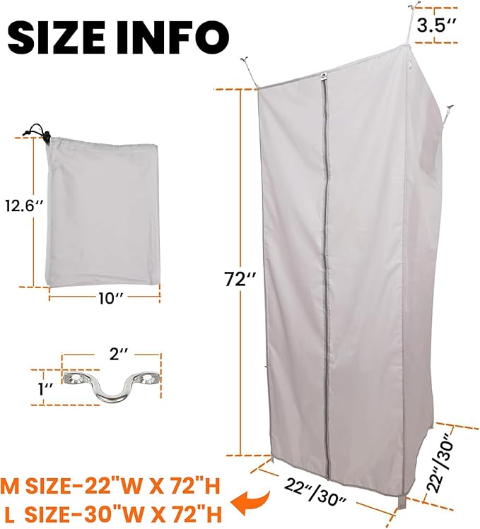 Camper Van Shower Curtain 72in Height, RV Hidden Shower Privacy Curtain with Magnetic Stickers, Interior Shower Curtain for Bench Shower, Collapsible Square Shower (22" W x 72" H)