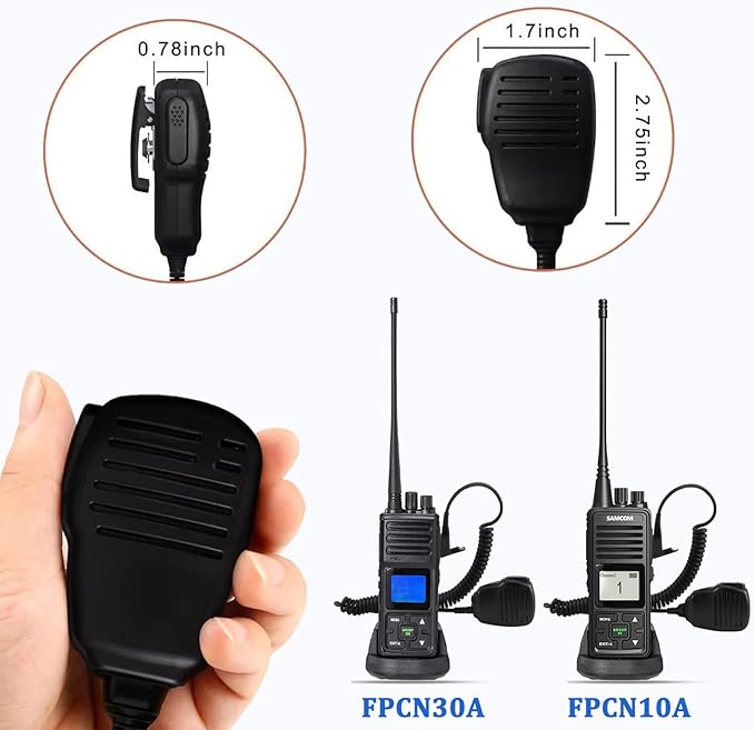 SAMCOM Speaker Mic for Two Way Radios, 2 Pin K Type Walkie Talkies Shoulder Mic with Reinforced Cable, 2-Way Radio Handheld/Wearable Microphone for FPCN30A FPCN10A Radio, 6 Pcs, Black
