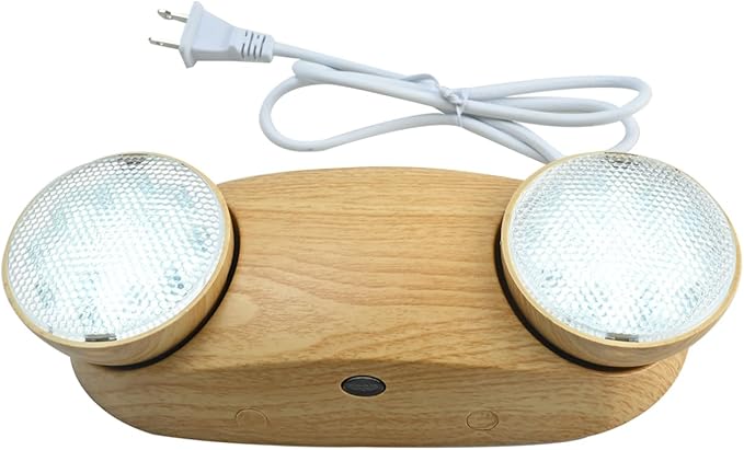 Emergency Lights 200lm 4Hours with Battery Backup Commercial Emergency Light Fixtures for Business Home Power Failure Outage Lighting with Plug in Cord AC85-277V-Wood