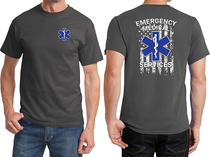 Buy Cool Shirts Emergency Medical Services EMS Flag T-Shirt Front and Back
