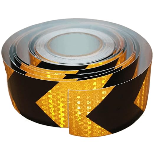 Reflective Tape Yellow Black 3 inch Wide for Automobile, Outdoor Waterproof High Visibility Safety Warning Adhesive Strips (166 feet)