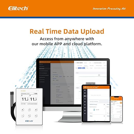 Elitech WiFi 5G/2.4G Digital Temperature Data Logger Remote Real-Time Temperature Monitor Cloud Data Storage SMS/Email/APP/Web Alarm, Dual External Temp Probe 16.4ft, RCW-800W-TDE-10PACK(-40~176℉)