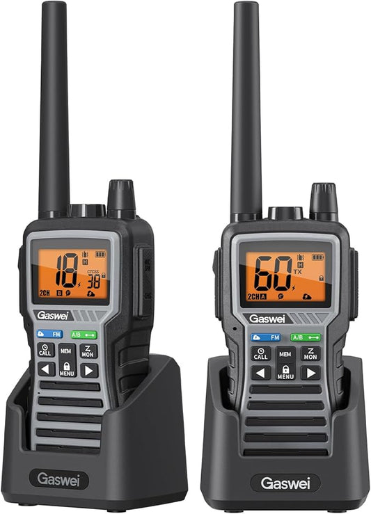 GU1 Long Range Rechargeable Two Way Radios for Adults, GMRS Walkie Talkies with NOAA Weather Alert & Flashlight, 60 Channels, VOX, FM Radio, for Job Site, Construction, Hiking, Camping