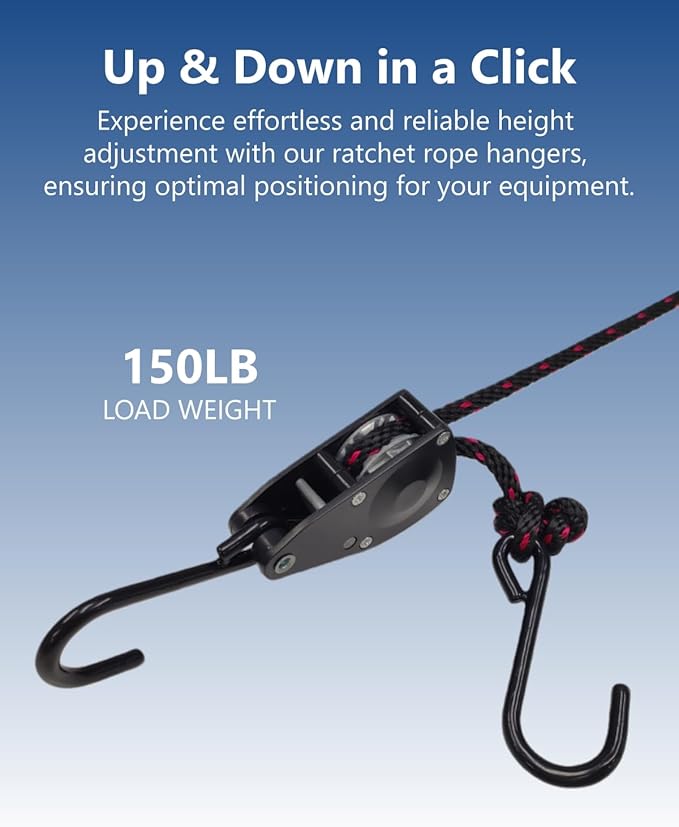1/4" Heavy Duty Retractable Rope: 12 Pack of Tie Down Ratchet Straps - Works Well for Kayak or Boat