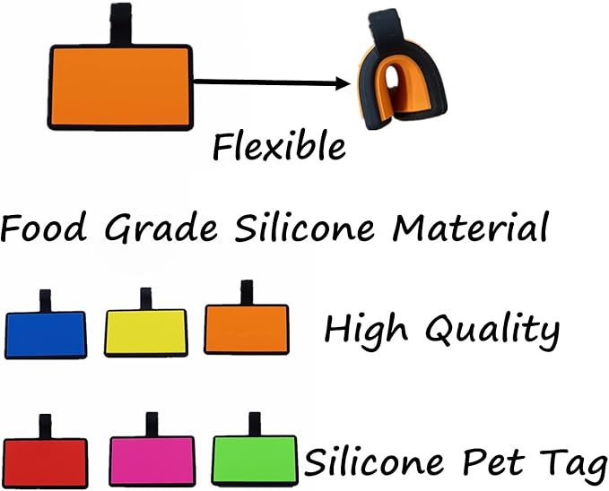 6 Pack New Square Silent Pet Tags Modifiable Dog Tag,Multiple Emergency Contact,Lightweight, No Jinging, Collar Accessories,Cat ID Tag