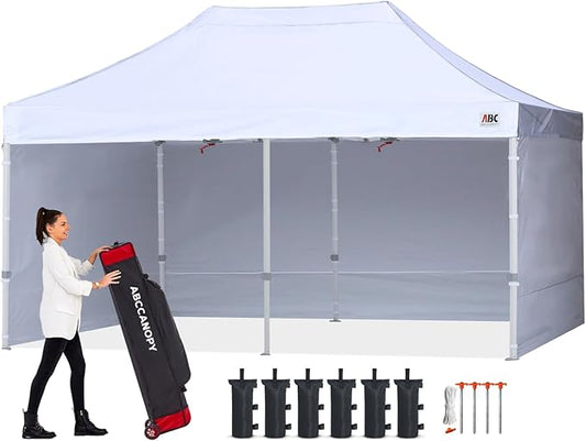 ABCCANOPY Easy Pop Up Canopy Tent with Sidewalls 10X20 Commercial -Series,White