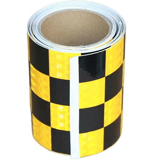 Yellow and Black Reflective Tape 4 inch, Outdoor Waterproof Hazard Conspicuity Warning Industrial Marking Tape (11 feet)