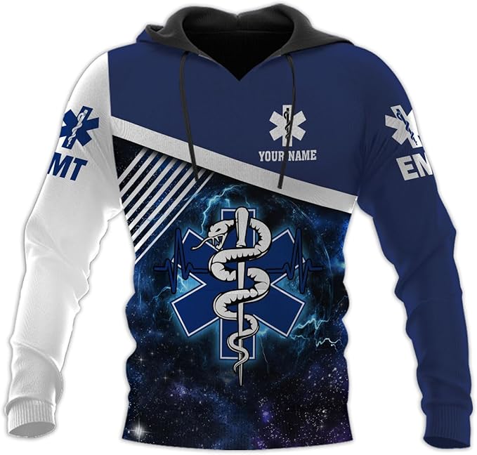 Personalized EMT 3D Shirt, EMT 3D Hoodie, 3D EMS Hoodies for Men, Medical Uniforms EMS Shirt, Emergency Medical Service Shirt