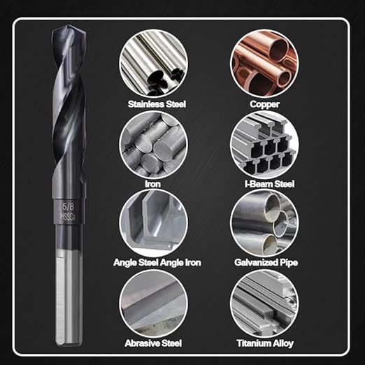 5/8 Cobalt Drill Bit for Metal and Hardened Steel, 1/2 Inch Reduced Shank M35 HSS Twist Heavy Duty Drill Bit, with Index Storage Case