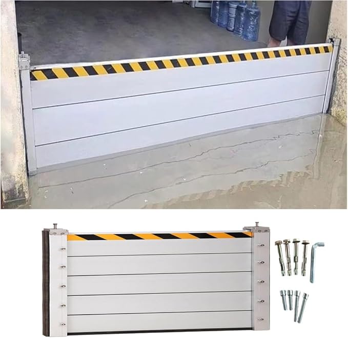 Flood Protection Barrier Door, 3/4/5/6/7/8/9/10/11/12/13ft Long Aluminum Road Flood Barrier Water Deflector, Suitable for Underpass, Factory, Garage Entrance, Removable Temporary Dams(H 3.3ft(