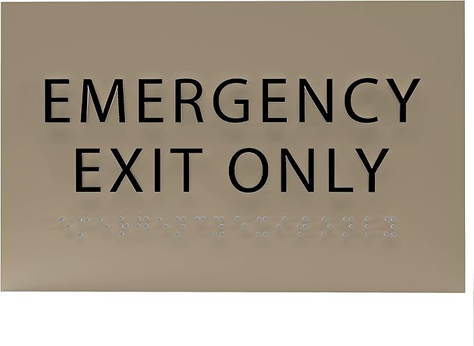 6" X4" Emergency Exit Only Sign - ADA Compliant Tactile Graphics Grade 2 Braille Text Prohibition Sign | Wall Mount Plastic Emergency Safety Restriction Sign for Business & Office