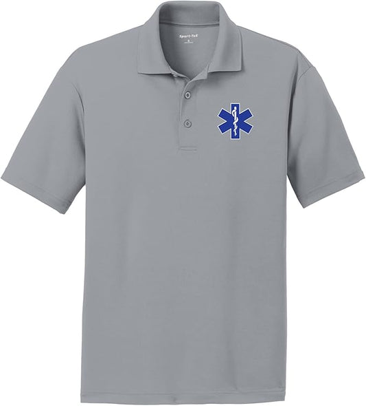 EMS Star of Life Logo Chest Print Textured Polo Shirt