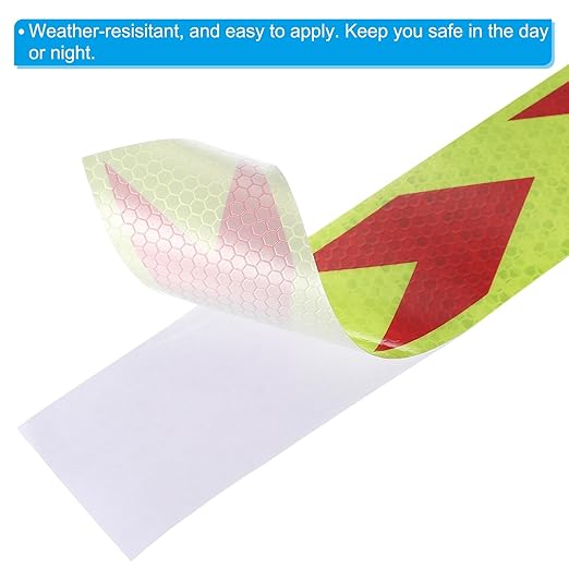 PATIKIL Reflective Tape, 2 Inch x 49 ft Waterproof Self Adhesive High Visibility Safety Warning Arrow Tape Outdoor Reflectors for Trucks Trailers Cars, Yellow Red