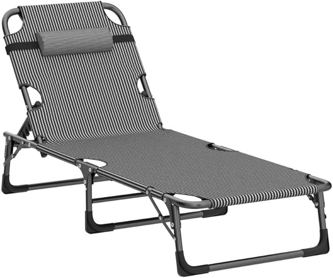 ABORON Patio Lounge Chair, Folding Guest Bed Cot for Adults, 500LB Heavy-Duty Capacity, Portable Extra Bed with Comfort Mat, Quick Fold Design for Indoor Guest Stays & Temporary Use